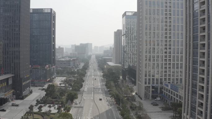 台州城市道路航拍上升