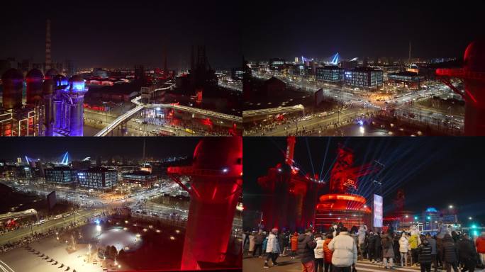 【4K】北京首钢园灯光秀夜景空镜组