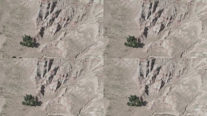 log模式航拍内蒙古丹霞地貌戈壁荒漠