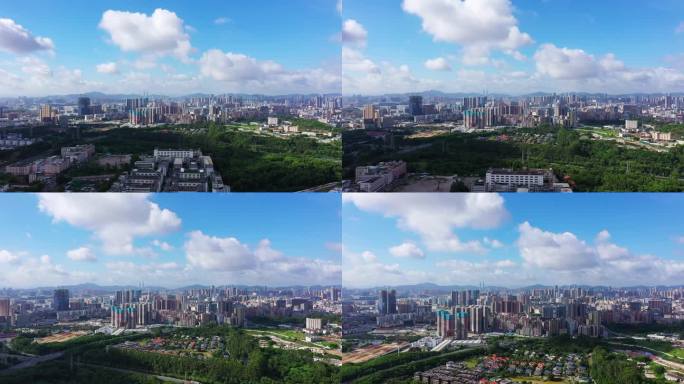 深圳龙华城市大景城市建筑高空航拍前进