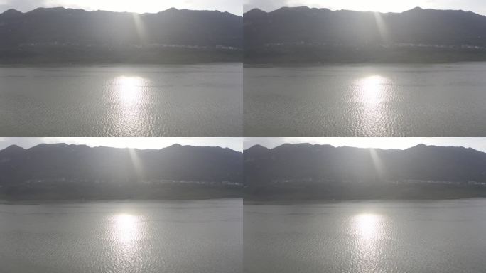 阳光照在湖面