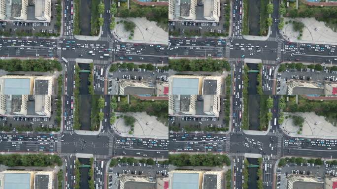 航拍：威海市海滨路与华夏路交叉路口
