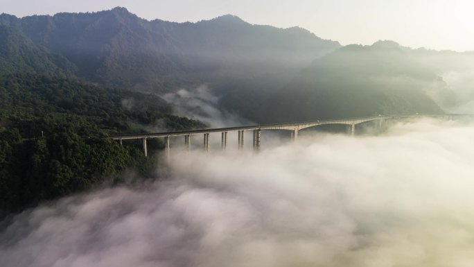 龙苍沟雅西高速云雾云海航拍延时视频素材