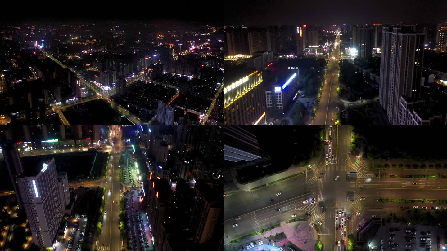 4K航拍衡阳市城市夜景船山大道夜景合集5