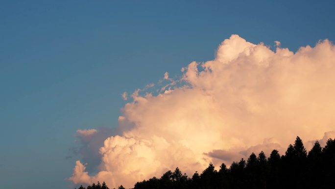 森林黄昏云朵延时晚霞天空云卷云舒唯美风景