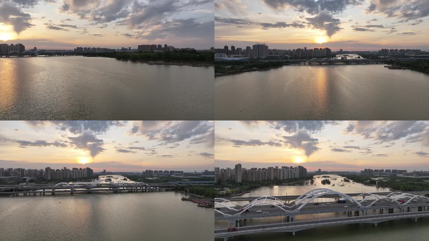 夕阳下的浐灞灞河河景