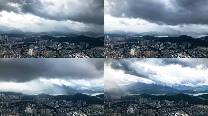 航拍延时-深圳梧桐山积雨云暴风雨金融风暴