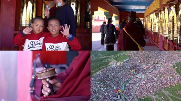 转经筒佛教大昭寺藏民祈福藏族文化寺庙虔诚