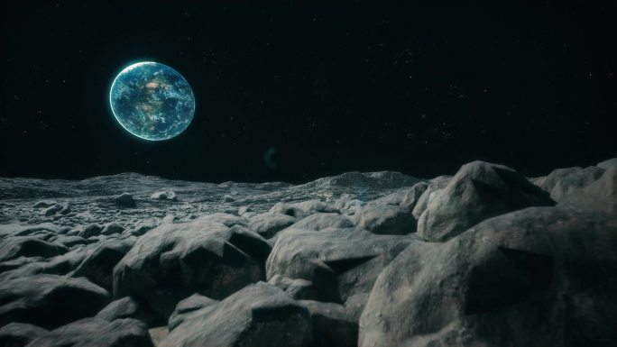 超宽屏高清月球陨石外星表面穿梭视频