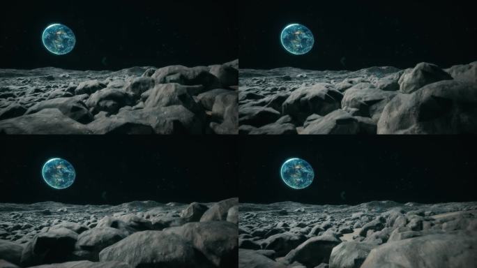 超宽屏高清月球陨石外星表面穿梭视频