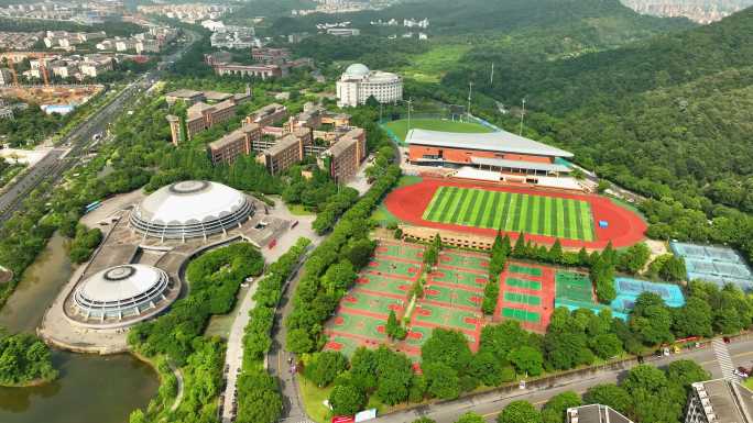 4k航拍杭州浙江工业大学屏峰校区