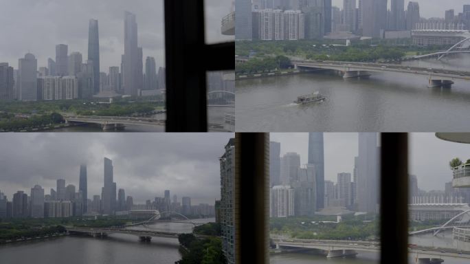 2023广州珠江新城两岸端午乌云密布