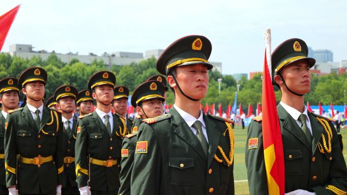 运动会开幕式 运动会国旗班 运动会升国旗