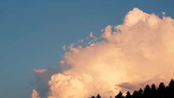 森林黄昏云朵延时晚霞天空云卷云舒唯美风景