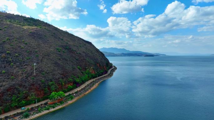 澄江抚仙湖环湖公路航拍