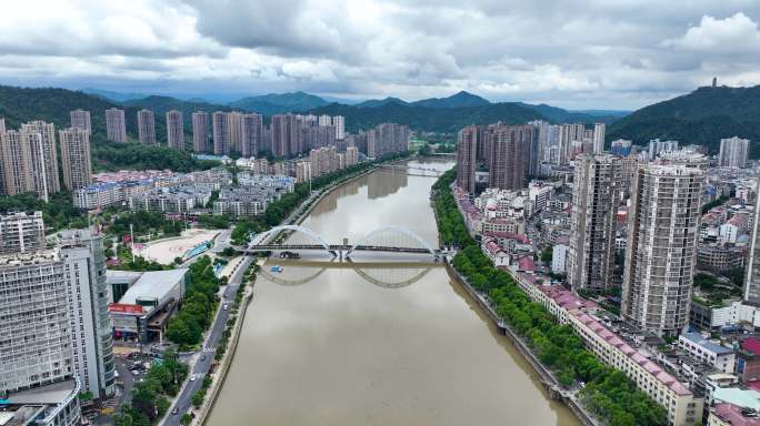 5K航拍湖南浏阳市区城市全景12