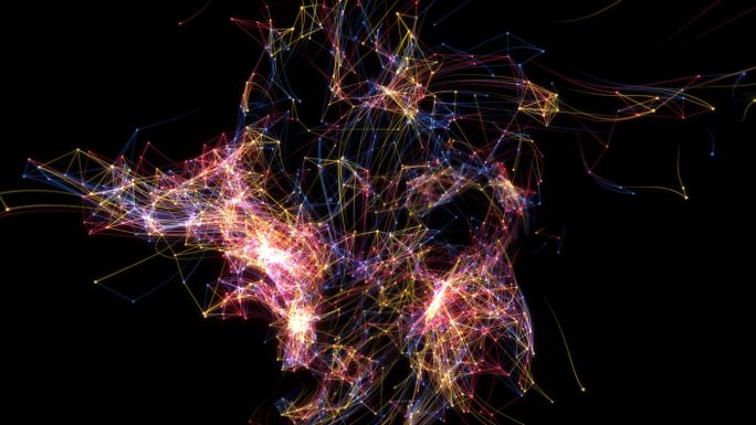 炫彩球体光线飞舞汇聚