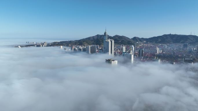 烟台大景平流雾航拍