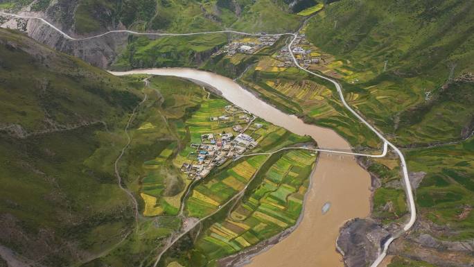 美丽乡村航拍 农村耕地庄稼地