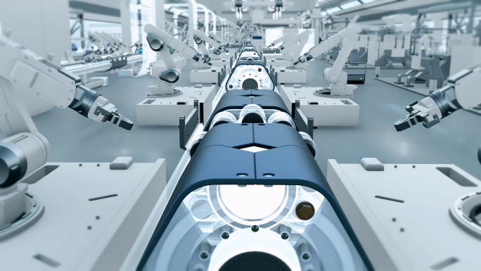 智能智慧工厂车间企业机械臂生产制造动画