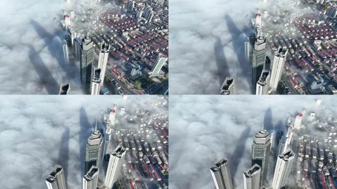 烟台世茂平流雾大景航拍