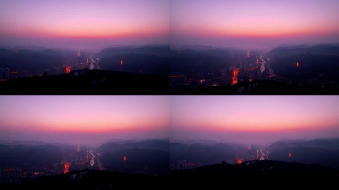 延安城市夜景黎明