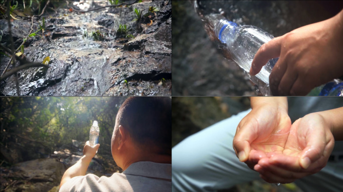 【4K】山泉水阳光下检测水质清澈