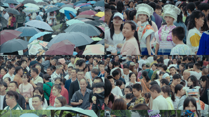 壮观人群雨伞节日休闲人文生活拥挤人流