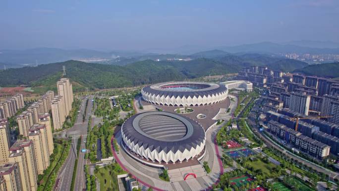 航拍福建南平 南平市体育中心