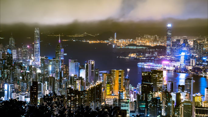 香港城市夜景延时摄影