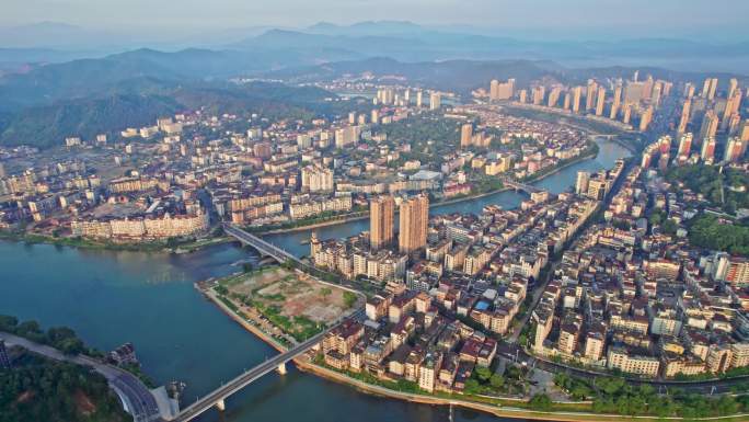 航拍福建省 南平城市大景