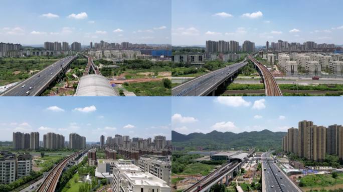 重庆科学城 赖家桥地铁站西双大道航拍4K