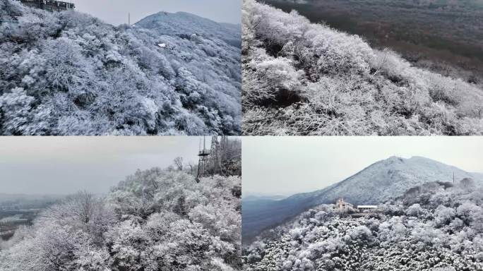 南京紫金山名胜雪景航拍
