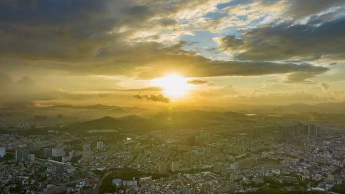 城市日出延时