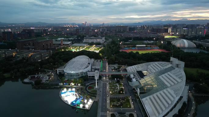 浙江大学紫金港校区夜景航拍