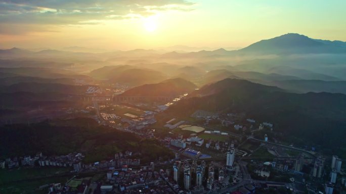 航拍福建省 南平市日出大景