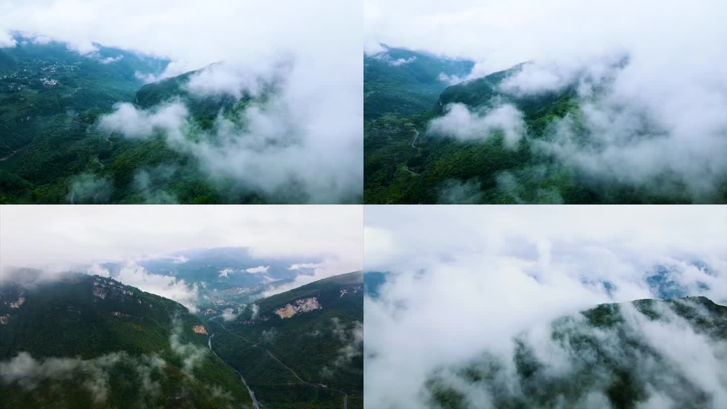 云雾缭绕山清水秀生态保护向云端大山大河