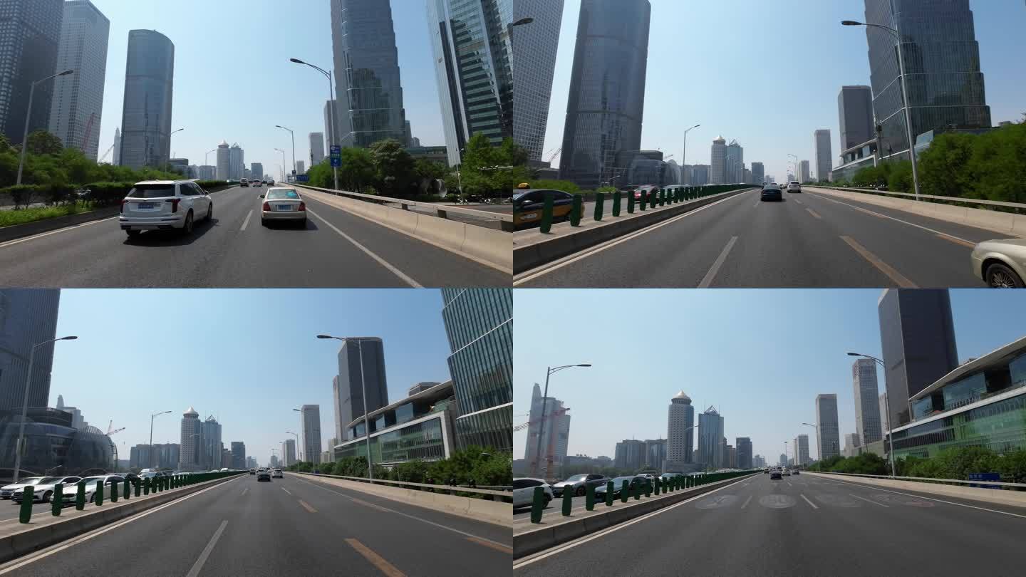 开车行驶在北京街道 北京开车第一视角