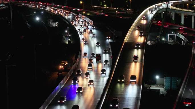 城市夜景 车流 快速路 高架桥空境