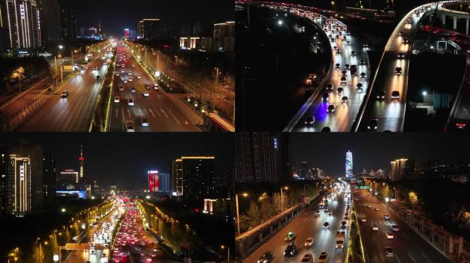 城市夜景 车流 快速路 高架桥空境