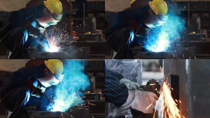 电焊 打磨 实拍 机械工厂 工业
