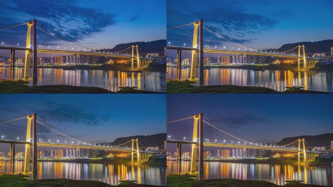 重庆万州长江二桥夜景延时摄影
