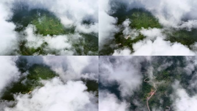 航拍云雾大地白云飘过山川大地阳光照耀山谷