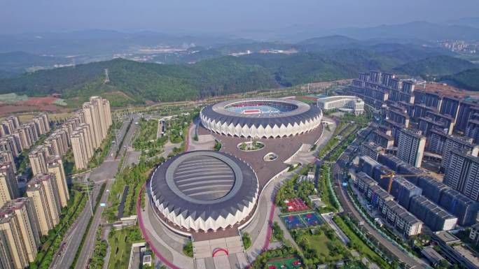 航拍福建南平 南平市体育中心