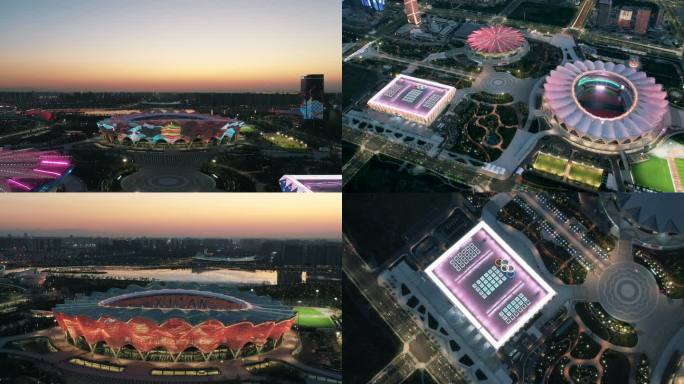 西安浐灞灞桥奥体中心灯光秀体育场馆足球场