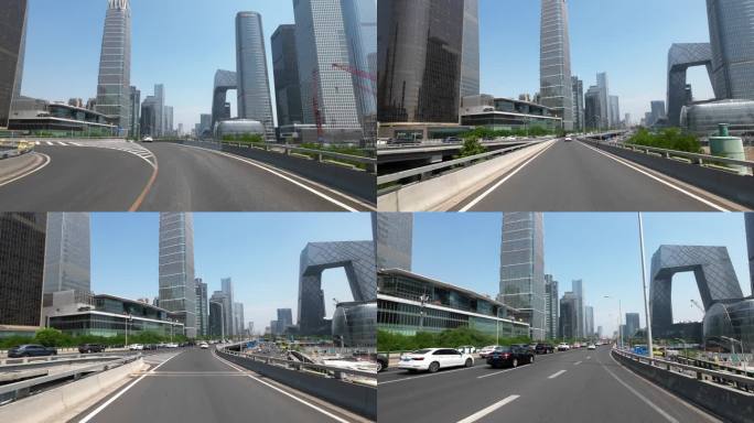 开车第一视角行驶在北京街道 CDB城市