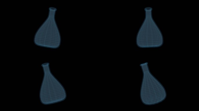 烧杯实验室器材 试验仪器科幻透明网格线框