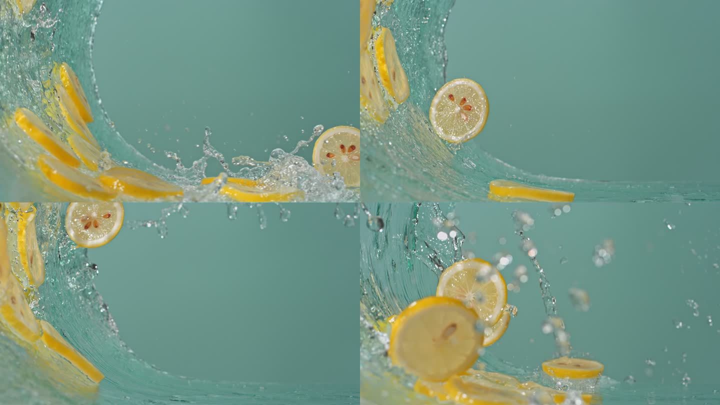 柠檬片创意拍摄视觉果肉特写慢动作柠檬