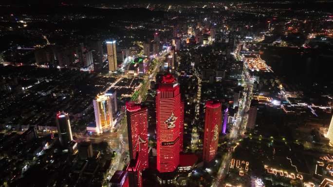 烟台 夜景 大景 灯光秀 航拍