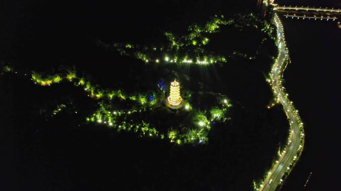 福建南平建瓯航拍城市夜景